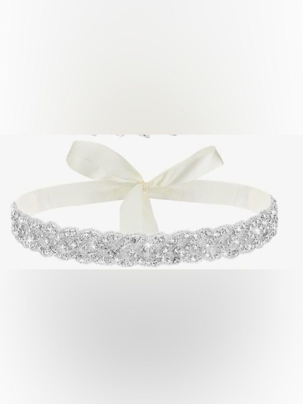 Crystal Ribbon Wedding Belt in Ivory